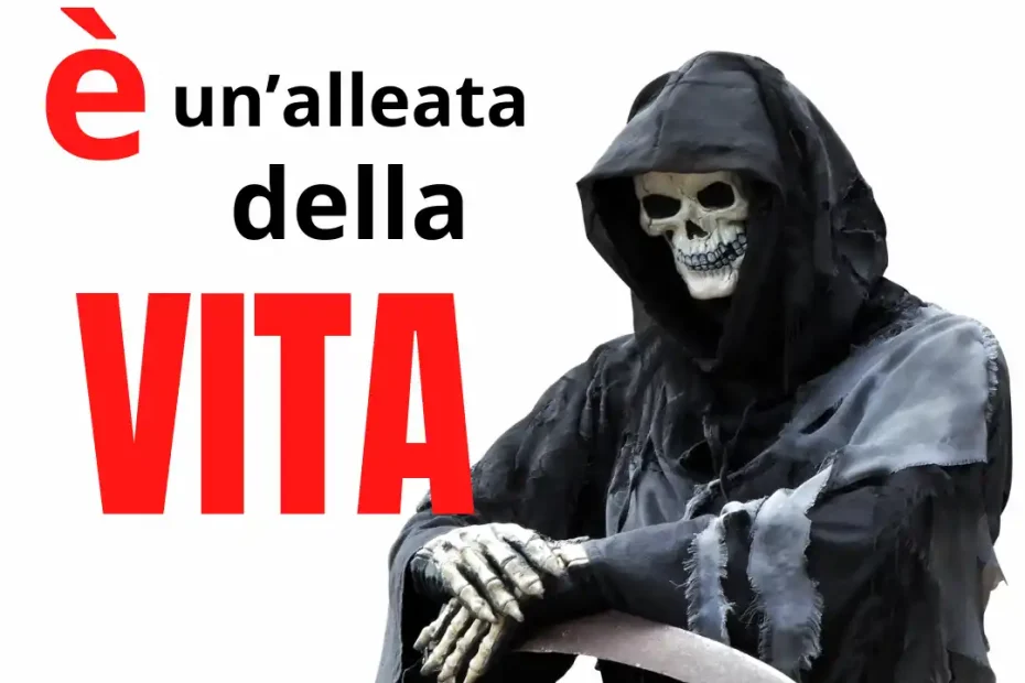 immagine della morte con il classico cappuccio nero e la falce, alleata della vita per varie motivazioni che spiego nell'articolo