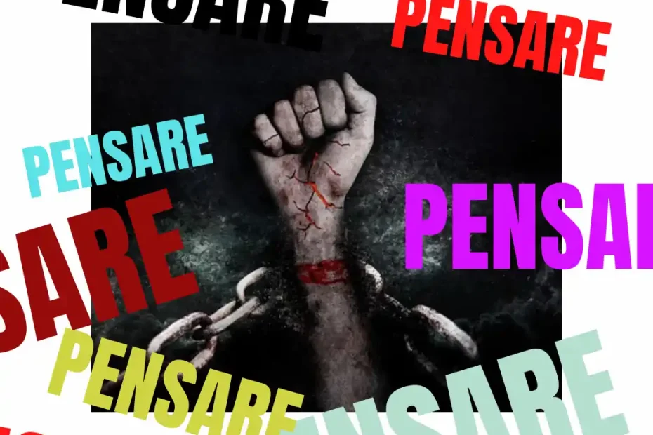 un pugno stretto fra catene per fare capire che i pensieri ci rendono schiavi